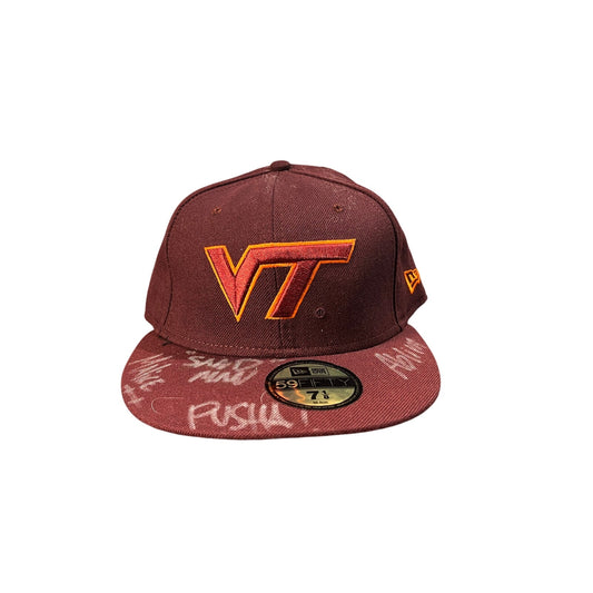 Autograph Men's New Era Maroon Virginia Tech Hokies Hat Sign By Sandman