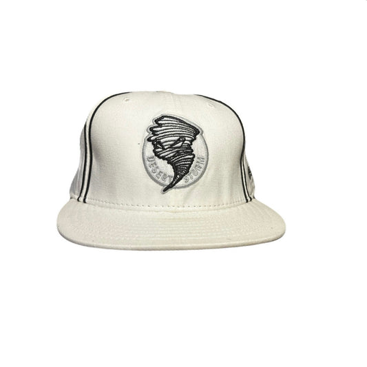 New Era All White Hat With A tornado On It 7 5/8