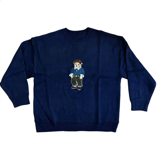 Men’s Navy Sweater Size 4XL With A Cool Bear In Front Of it