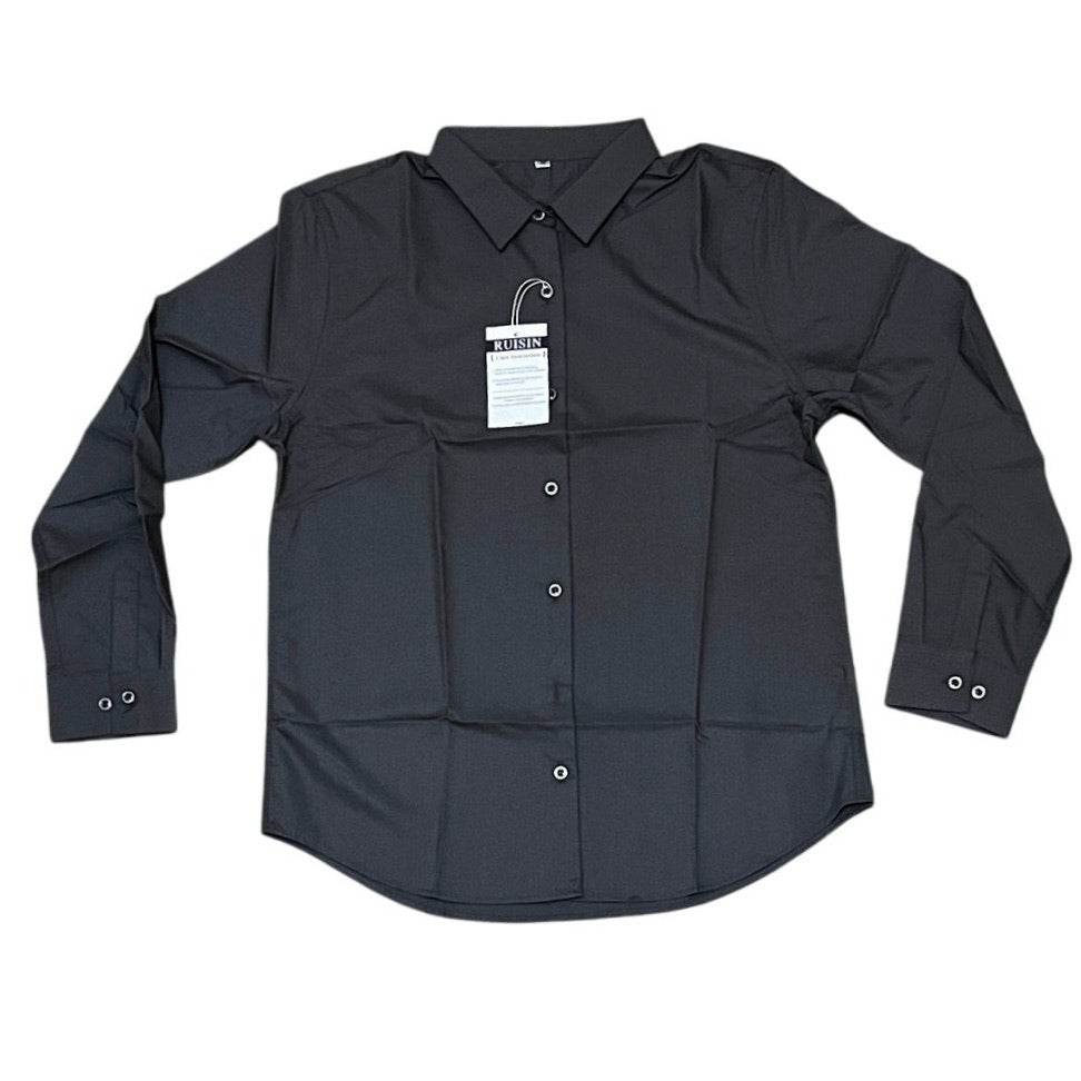 Ruisin Men’s Long Sleeve Dark Grey Button Size Medium