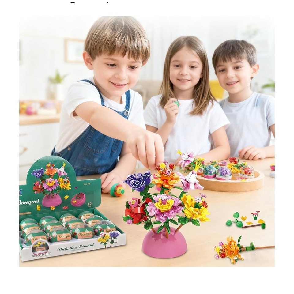 12 Pack Filled Eggs with 157 Pcs DIY Flower Garden Building Blocks