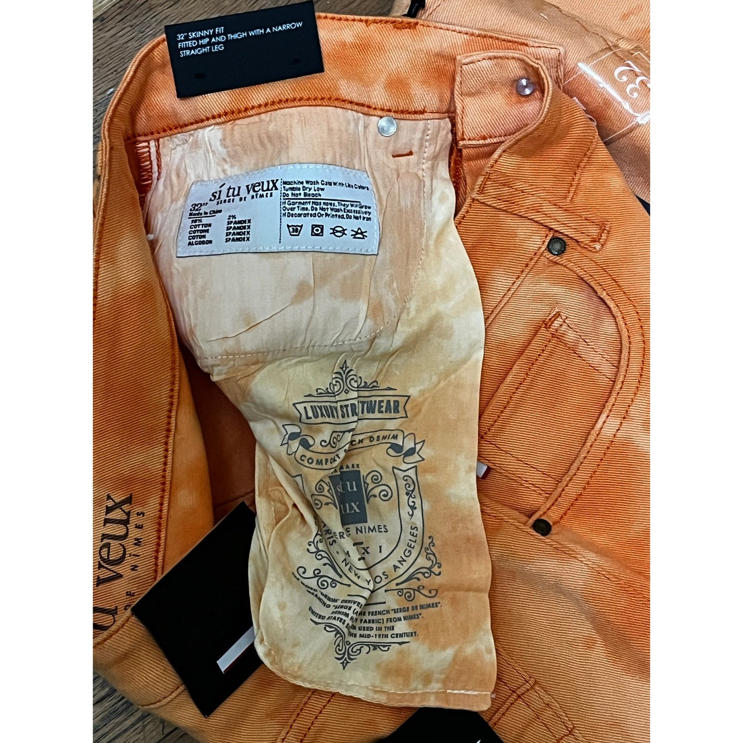 Si Tu Veux Brutini Cargo Jeans Tangerine Men’s Size 32