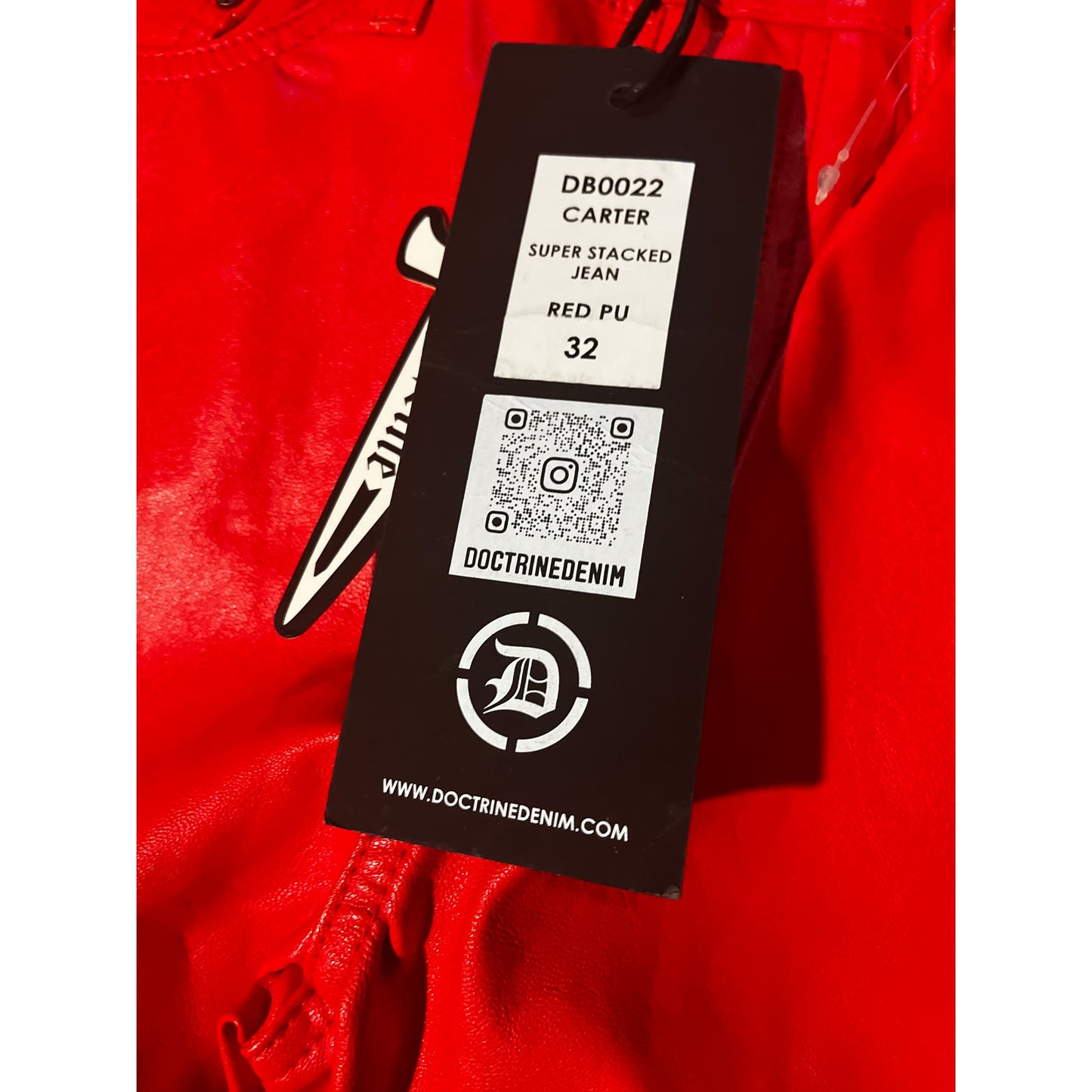 Doctrine Carter Super Stacked Jean Red Pu Size 32