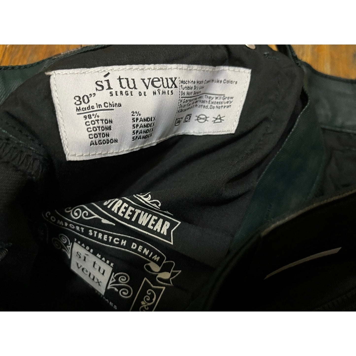 Si Tu Veux Hunter Green Wax Gordon Jeans Superstack Size 30