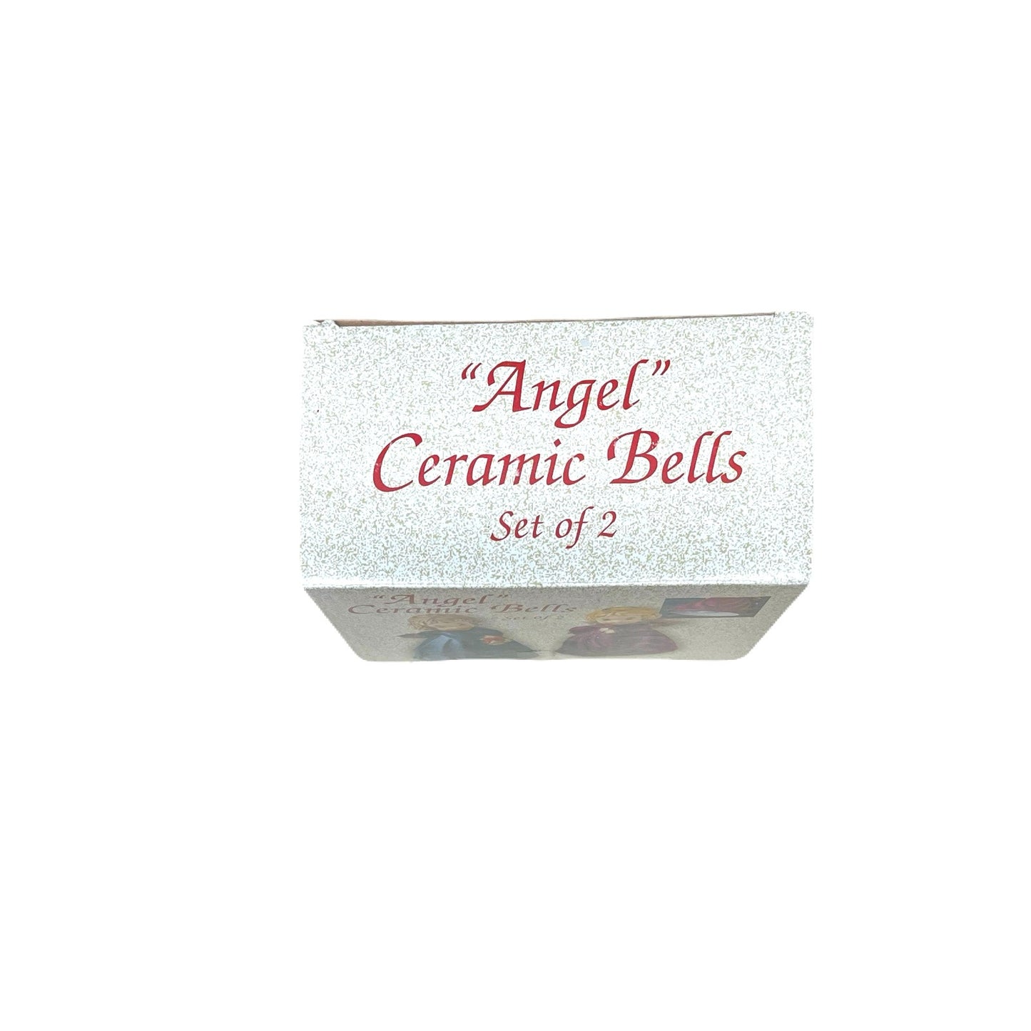 Ceramic Christmas Angel Bells Set of Two Red Green