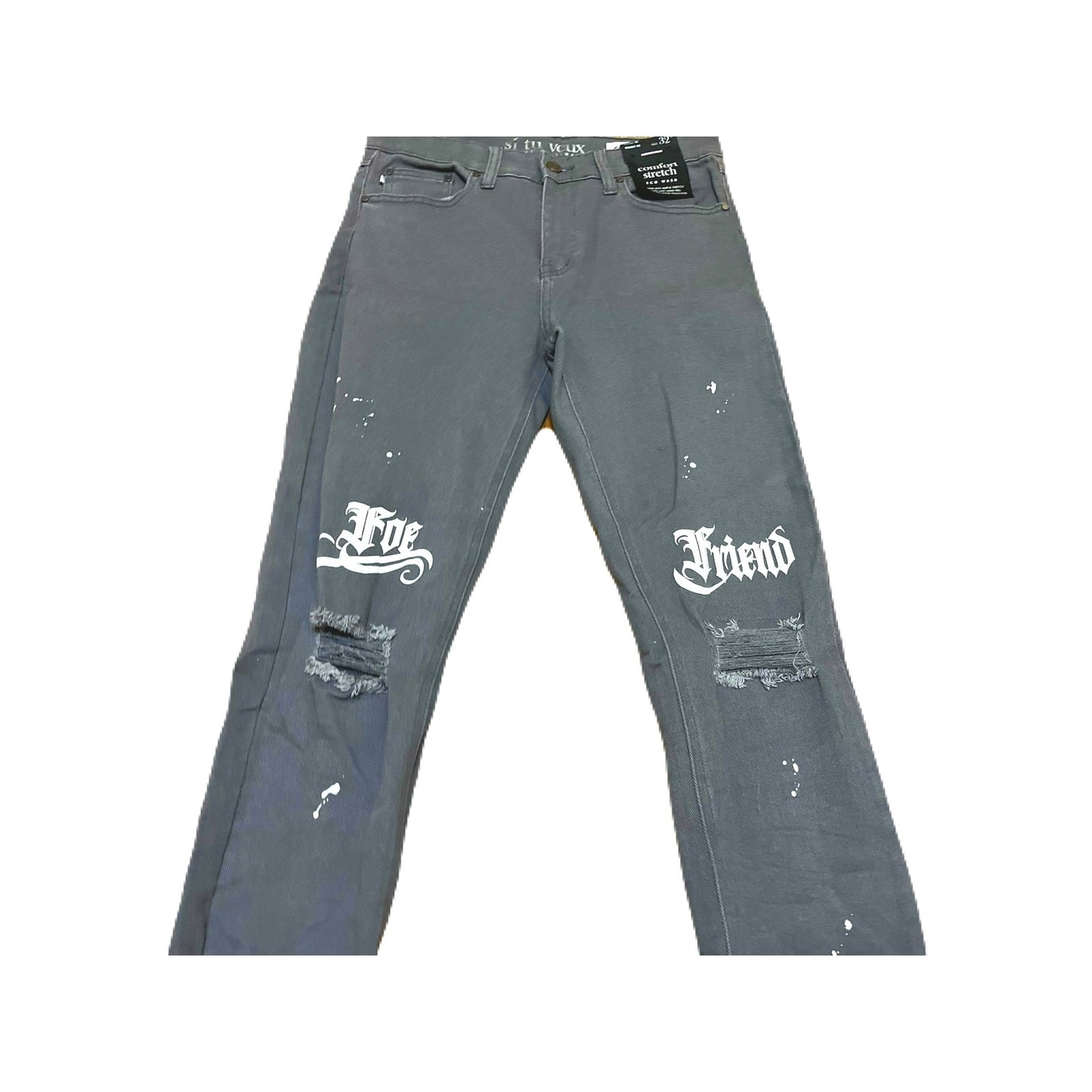 Si Tu Veux Dark Gray Superstack Jeans Size 32