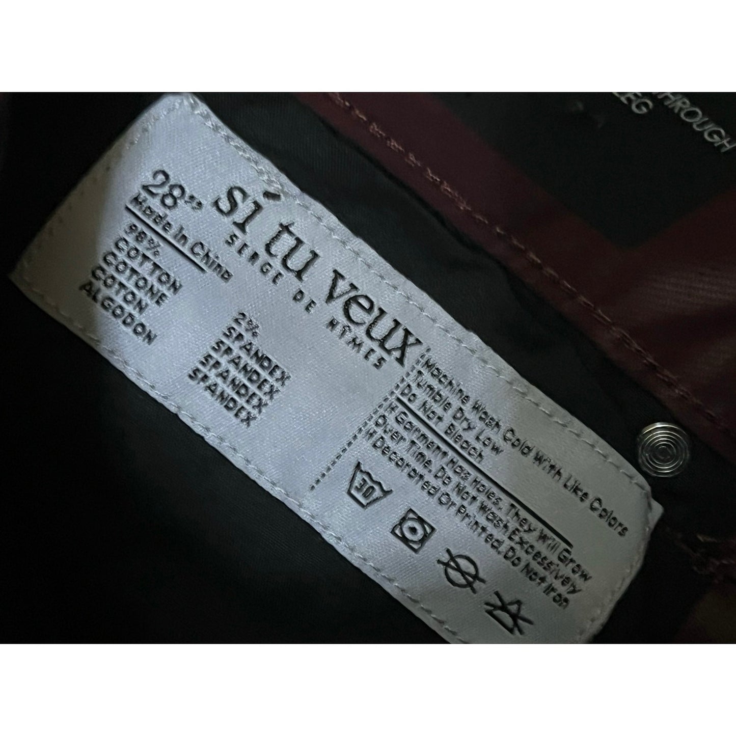 Si Tu Veux Gordon Jean’s Burgundy Wax Superstack  Size 28