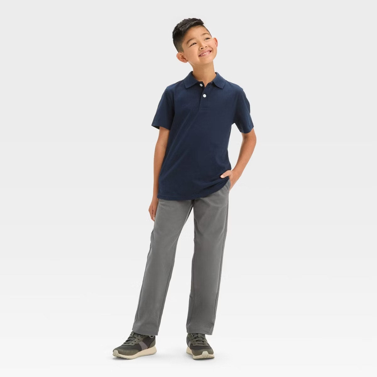 Boys' Short Sleeve Jersey Uniform Polo Shirt - Cat & Jack Navy Blue XS 4/5