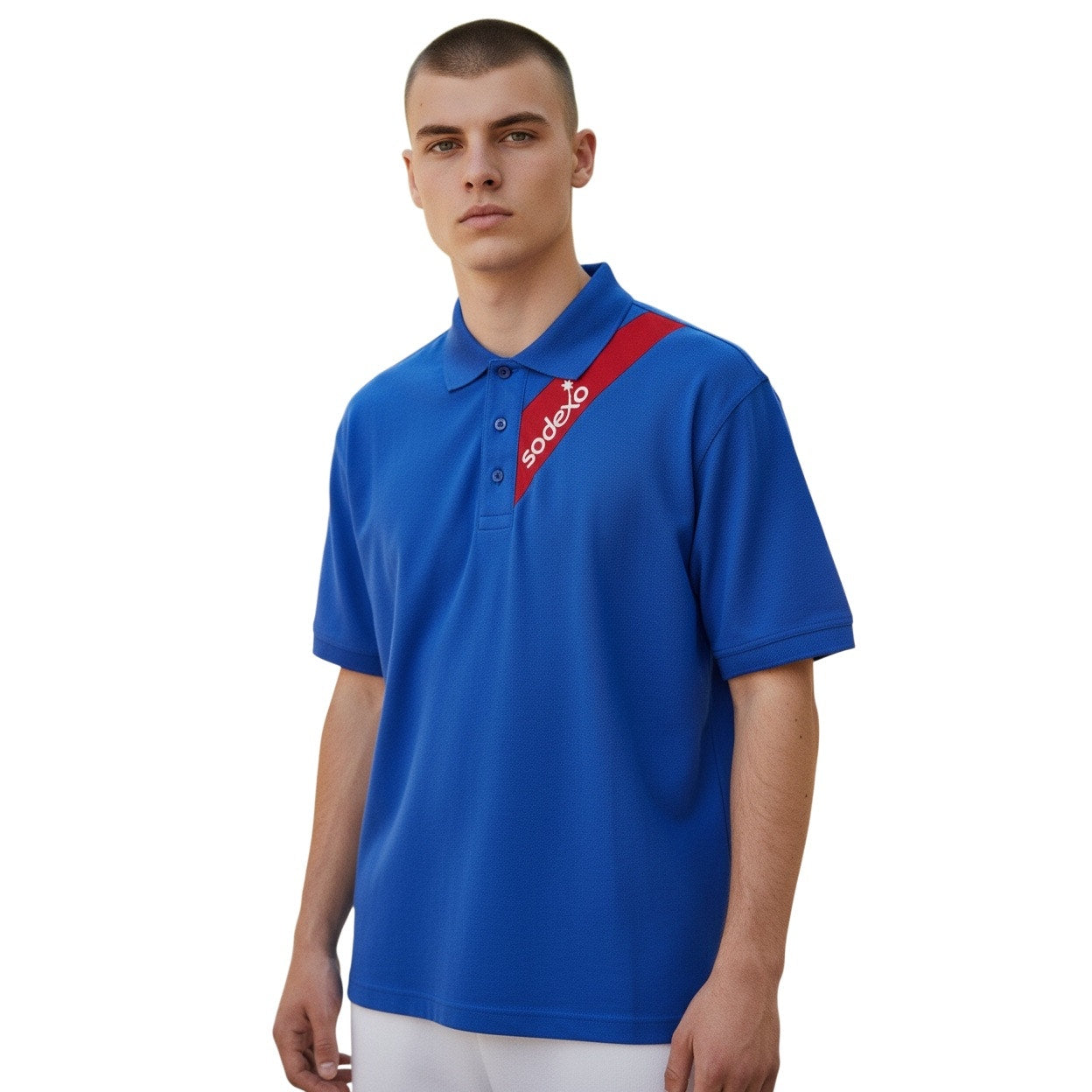 Sodexo Royal Blue Collar Men’s Shirt With 3 Buttons Size Medium