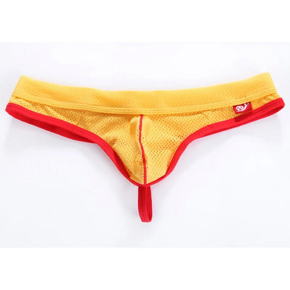 WJ Man Thong Low Waist Nylon Mesh Breathable Men's Thong T Briefs 4003-DK Small