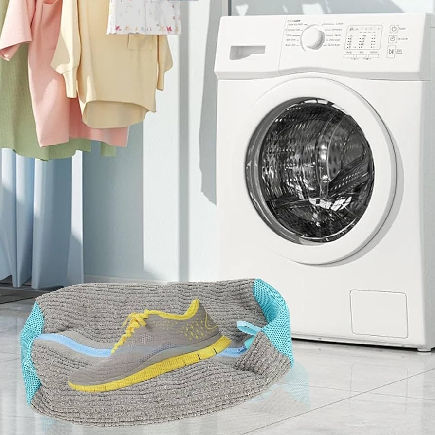 Shoe Washing Machine Bag, Reusable Shoes Laundry Bags with Zipper, (Gray)