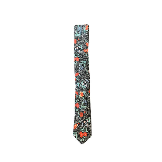 Penguin Men’s Tie Black With Red Flowers
