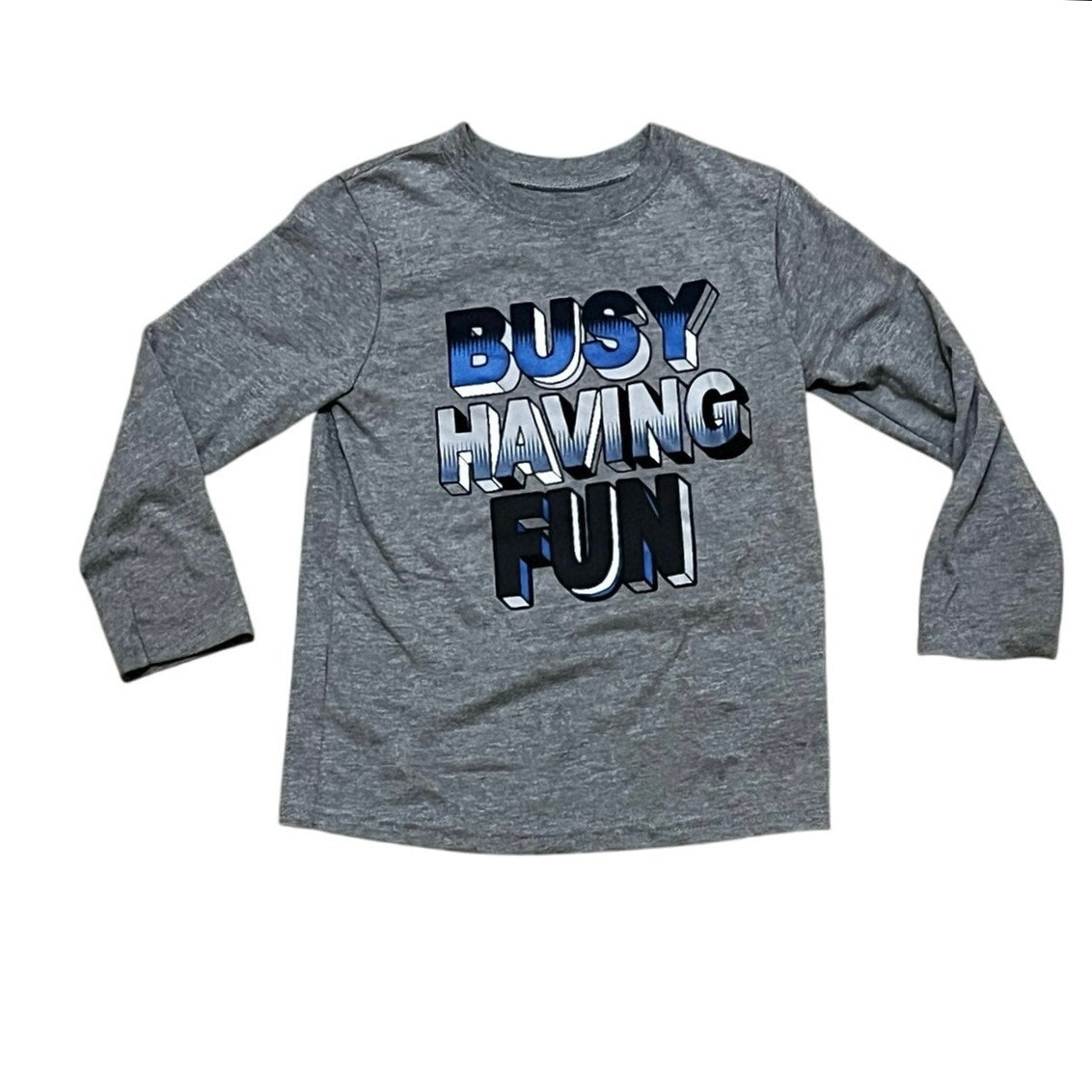 Garanimals Busy Having Fun Gray & Blue  Kids Long Sleeve T-Shirt Size 4T