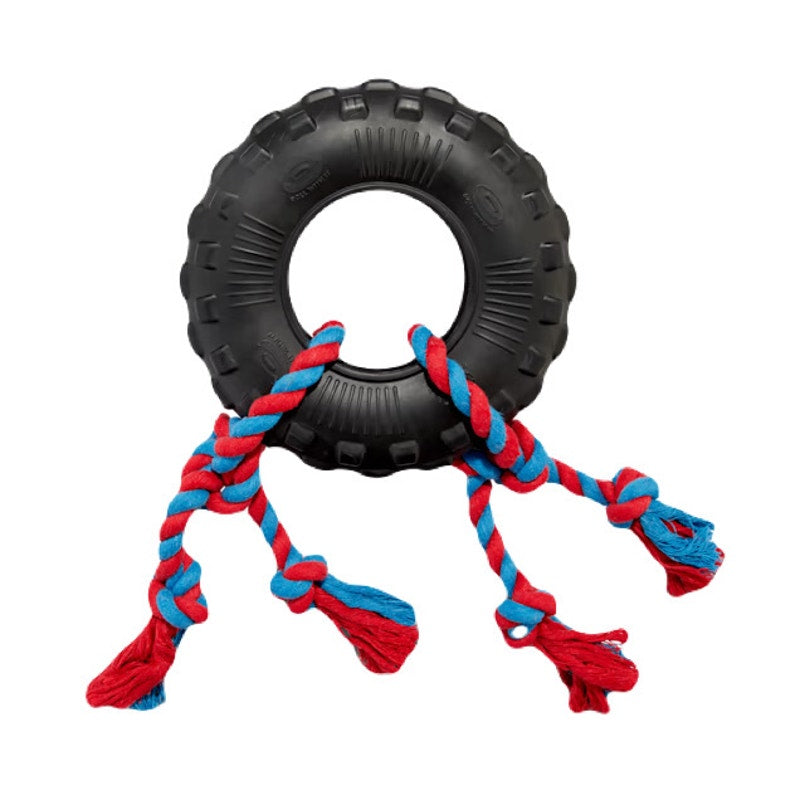 Leaps & Bounds Toss & Tug Tire Dual Rope Dog Toy, Medium