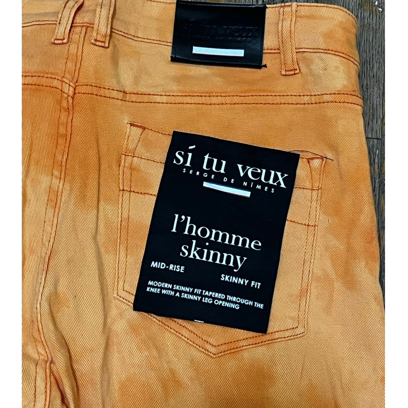 Si Tu Veux Orange Superstack Men’s Jean’s Size 36