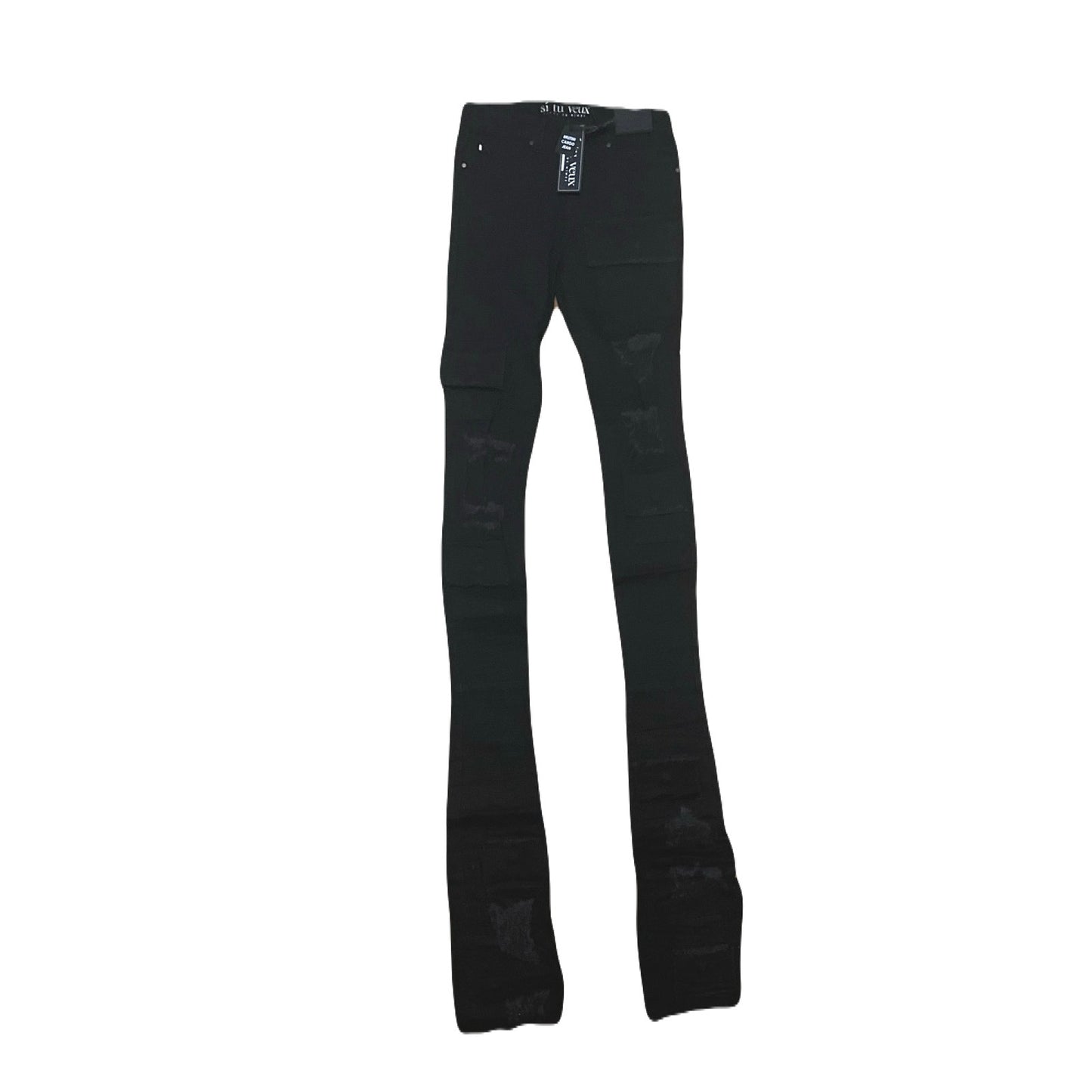 Si Tu Veux Brutini Jeans Jet Black Superstack Men’s Size 36