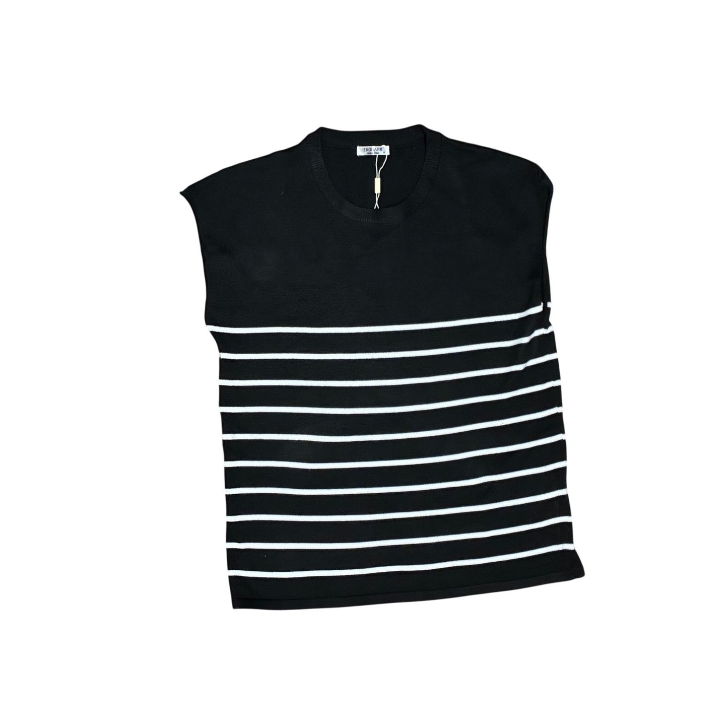 Ekouaer Women’s Black Vest With White Stripes Size Medium New