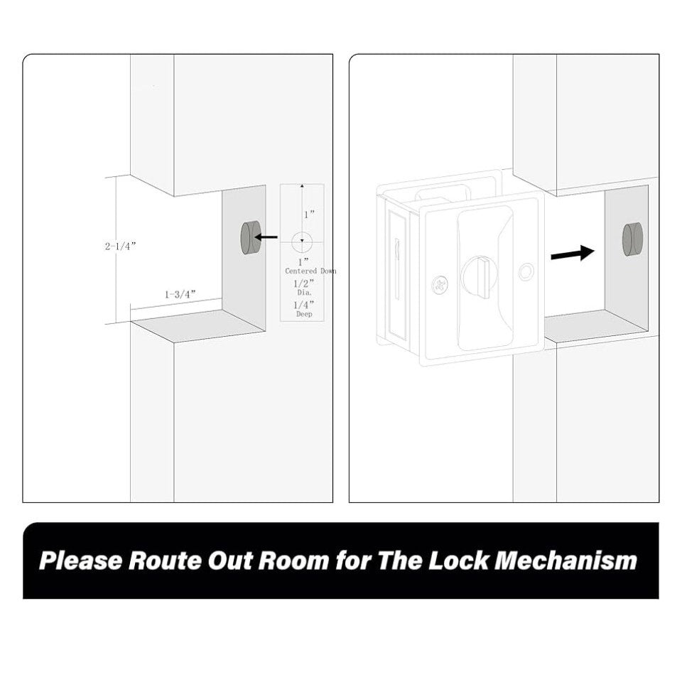 Privacy Sliding Door Lock with Pull - Replace Old Or Damaged Pocket Locks