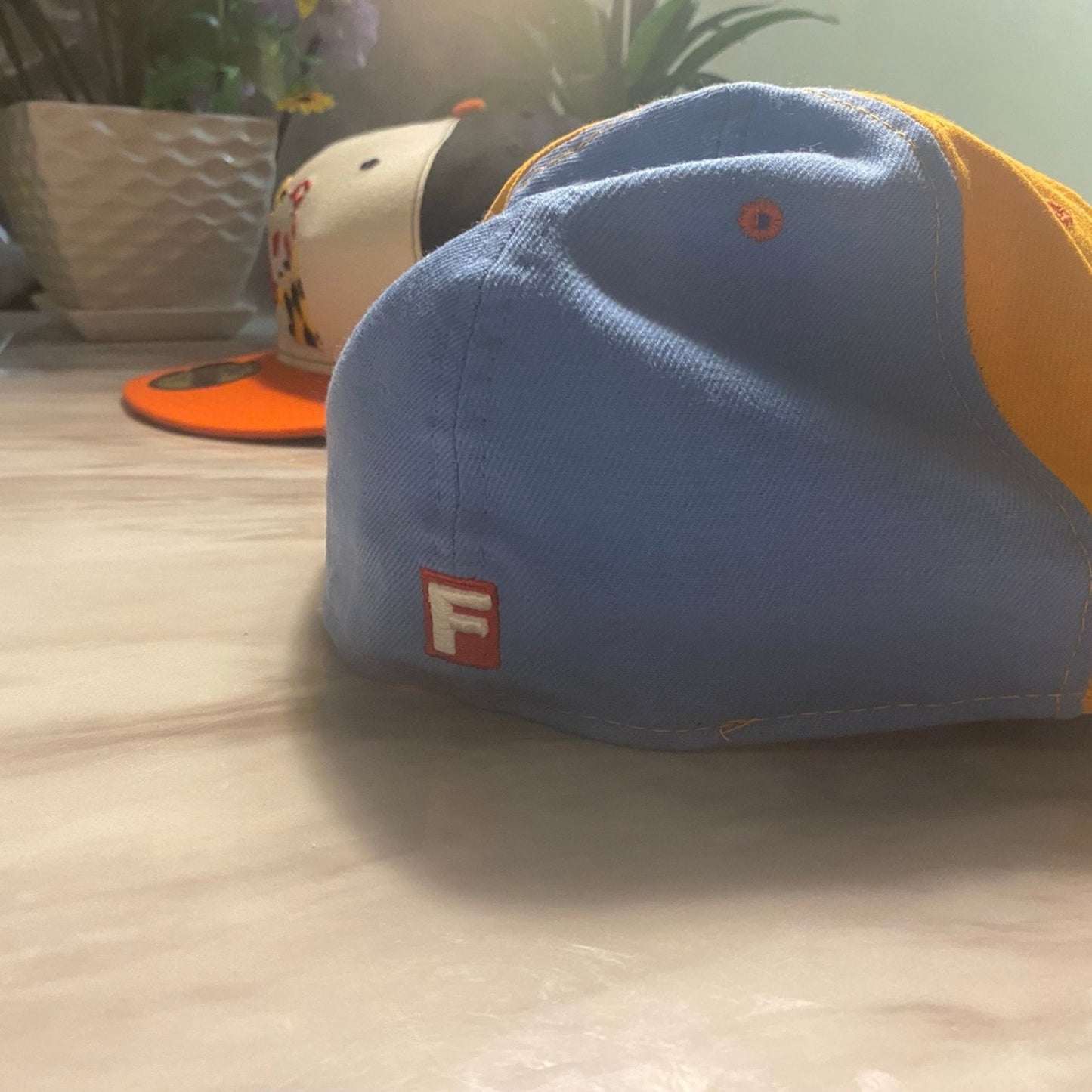 New Era Hat 7 5/8 Orange/Blue