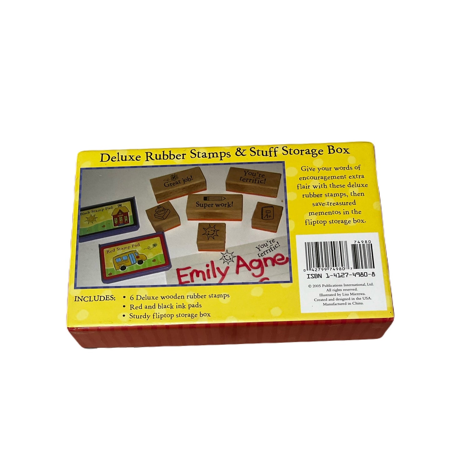 School Teacher RUBBER STAMPS & INK W STORAGE BOX NEW