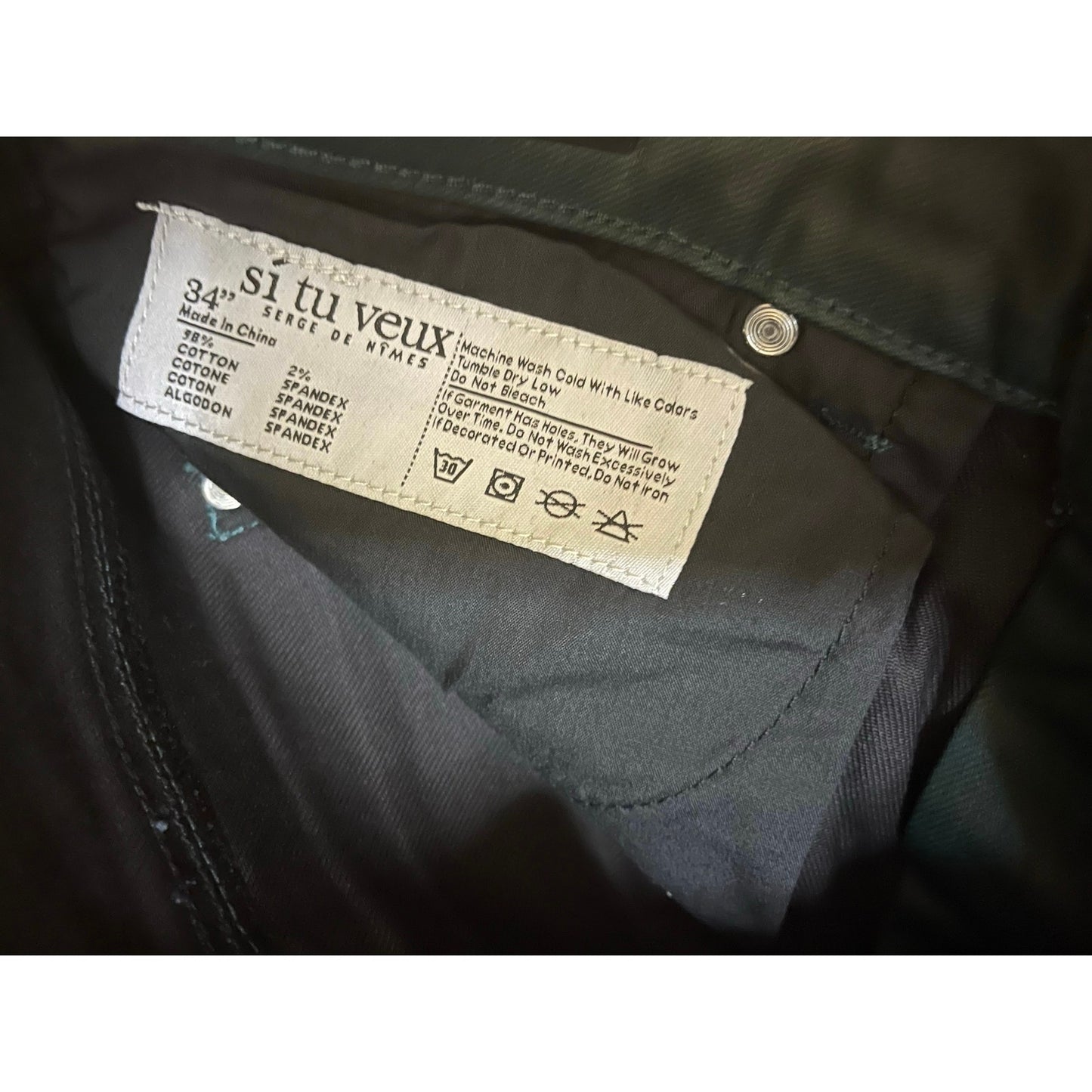 Si Tu Veux Hunter Green Wax Gordon Jeans Superstack Size34