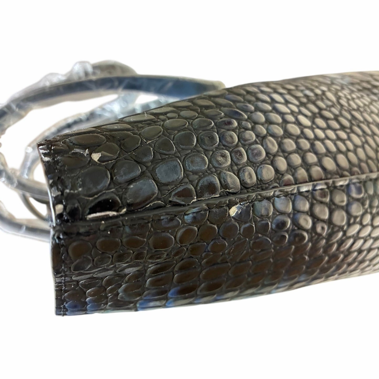De Vesi L'Amour Crocodile Embossed Blue Camouflage Tote Bag 16”W X 11”L