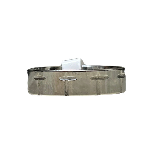 Stainless Steel Sliver Ring With Crosses On It