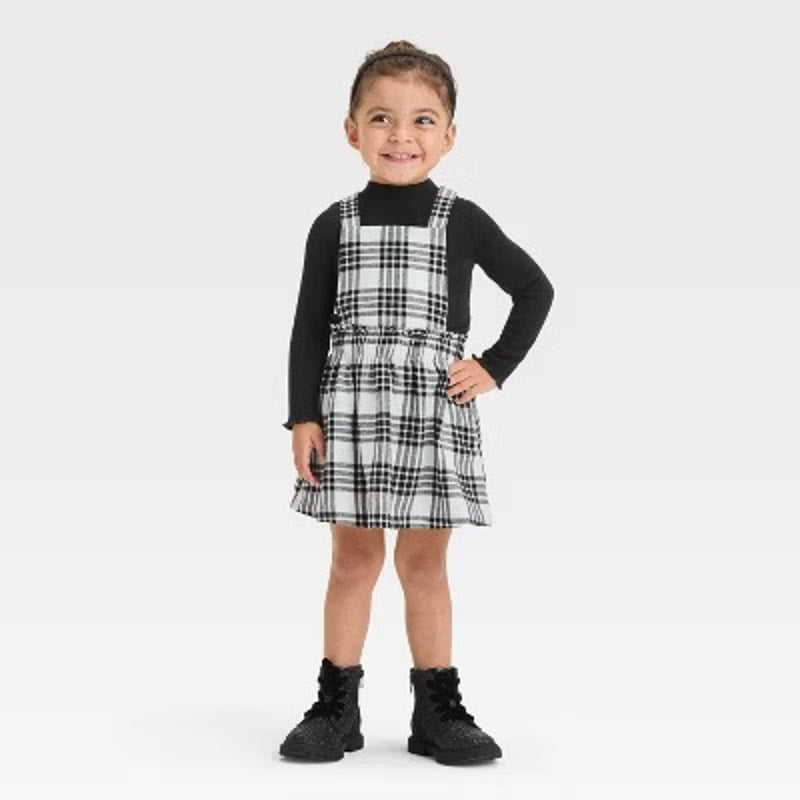 Toddler Girls' Mockneck Long Sleeve Plaid Flannel Skirtall - Cat & Jack 2T