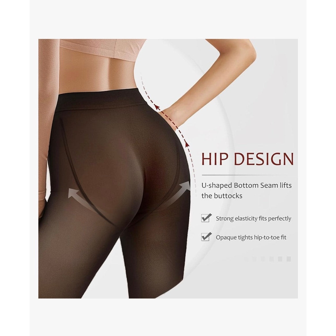 EXQUISLIFE Fleece Lined Tights Sheer Women Black & Coffee