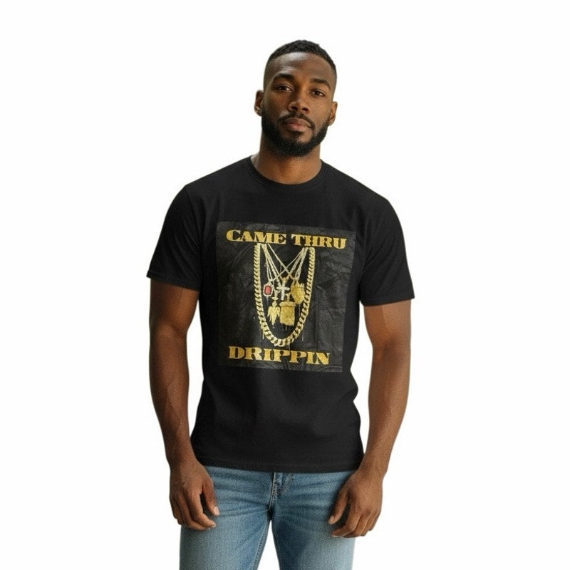 Streetz Iz Watchin Came Thru Drippin Men’s Black T-Shirt Size XL