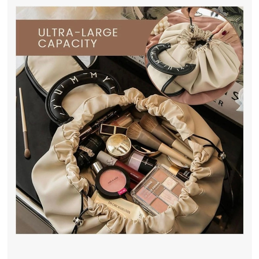 Drawstring Makeup Bag, Large Cosmetic Bag Travel Makeup Organization Case