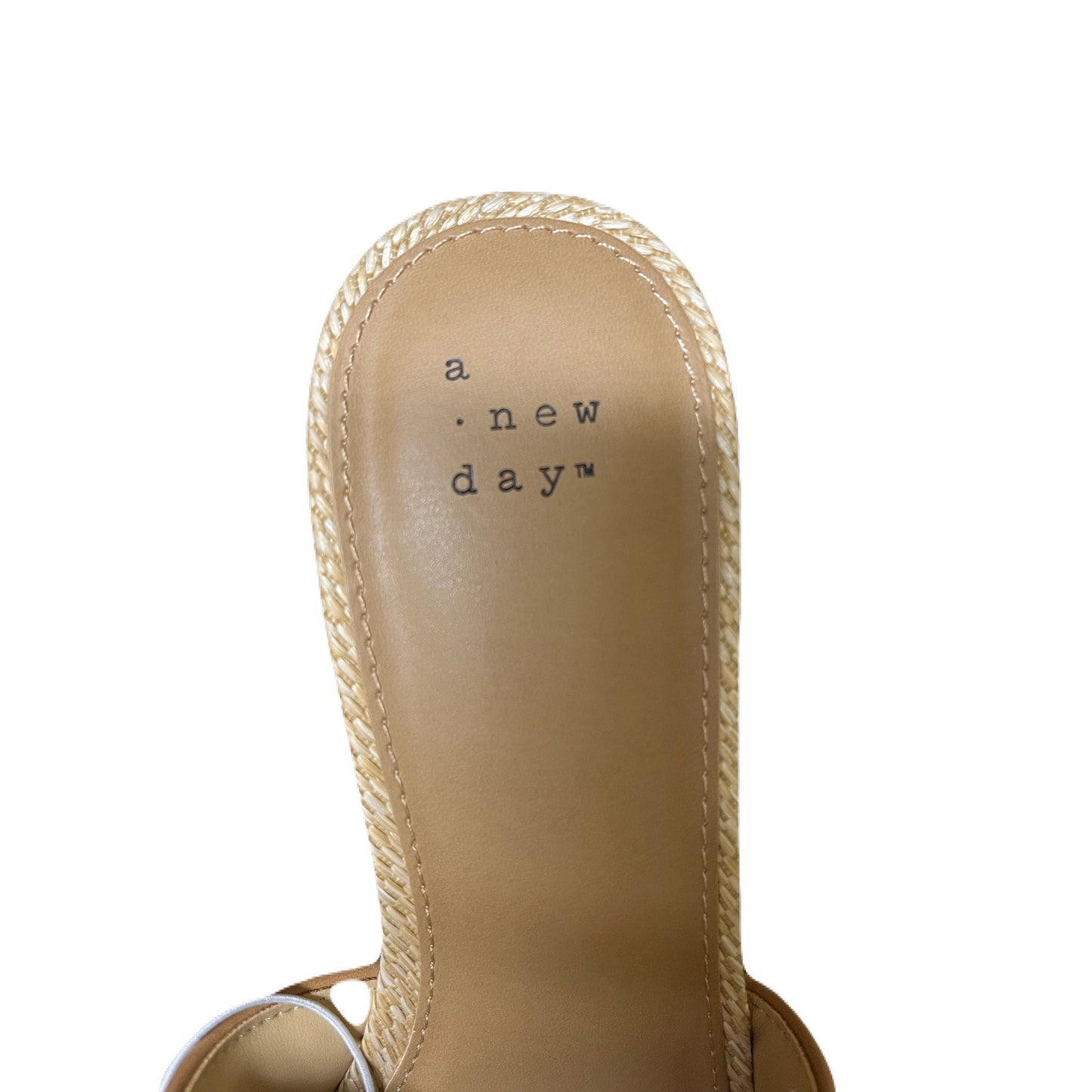 Women's Arden Raffia Ornamented Block Heels with Memory Foam Insole - A New Day Tan Size 8