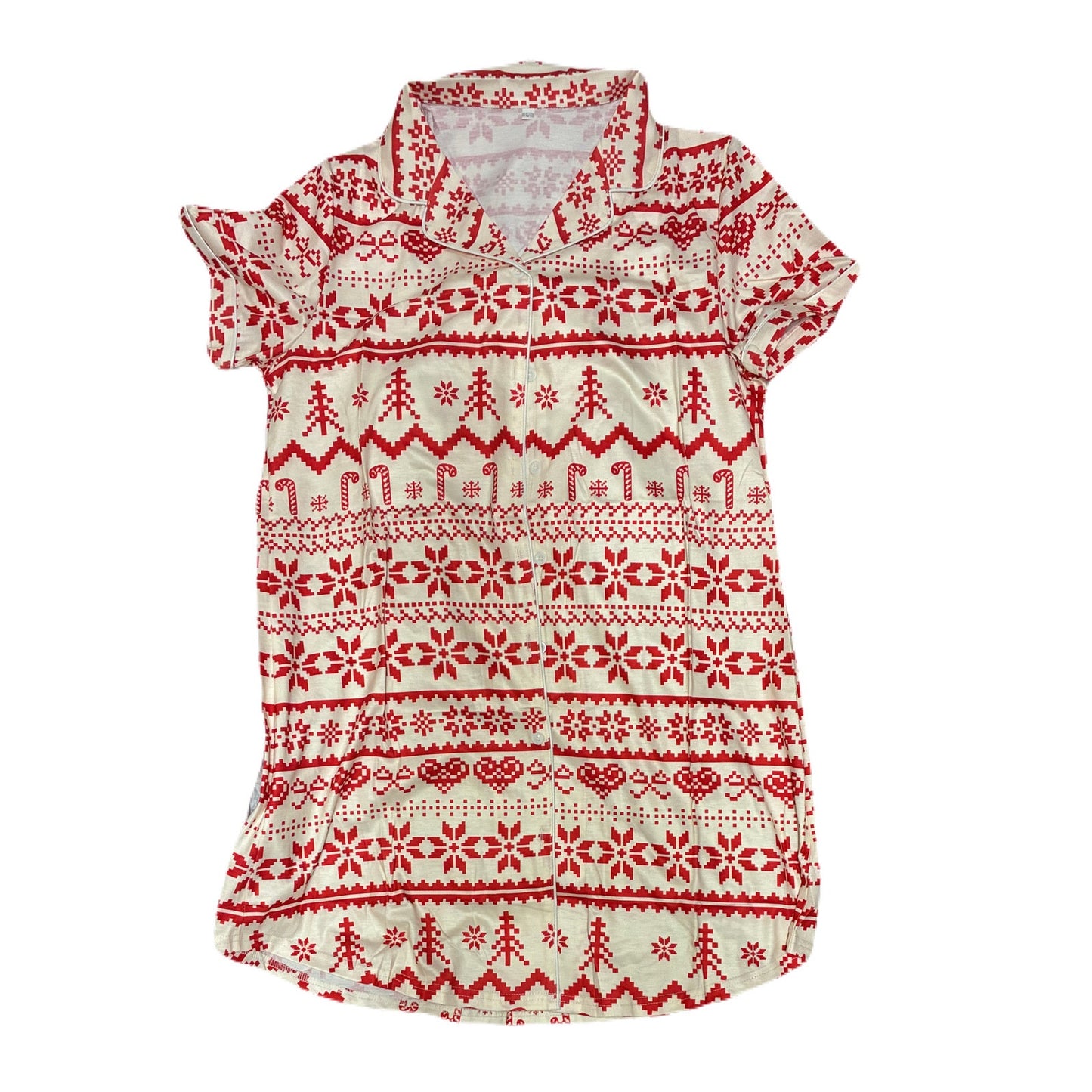 Astanfy Nightgown V Neck Nightdress Christmas Print Size Large
