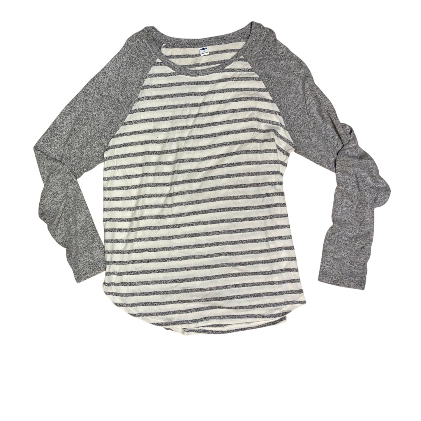 Old Navy Women’s Long Sleeve White With Gray Stripes Size Large