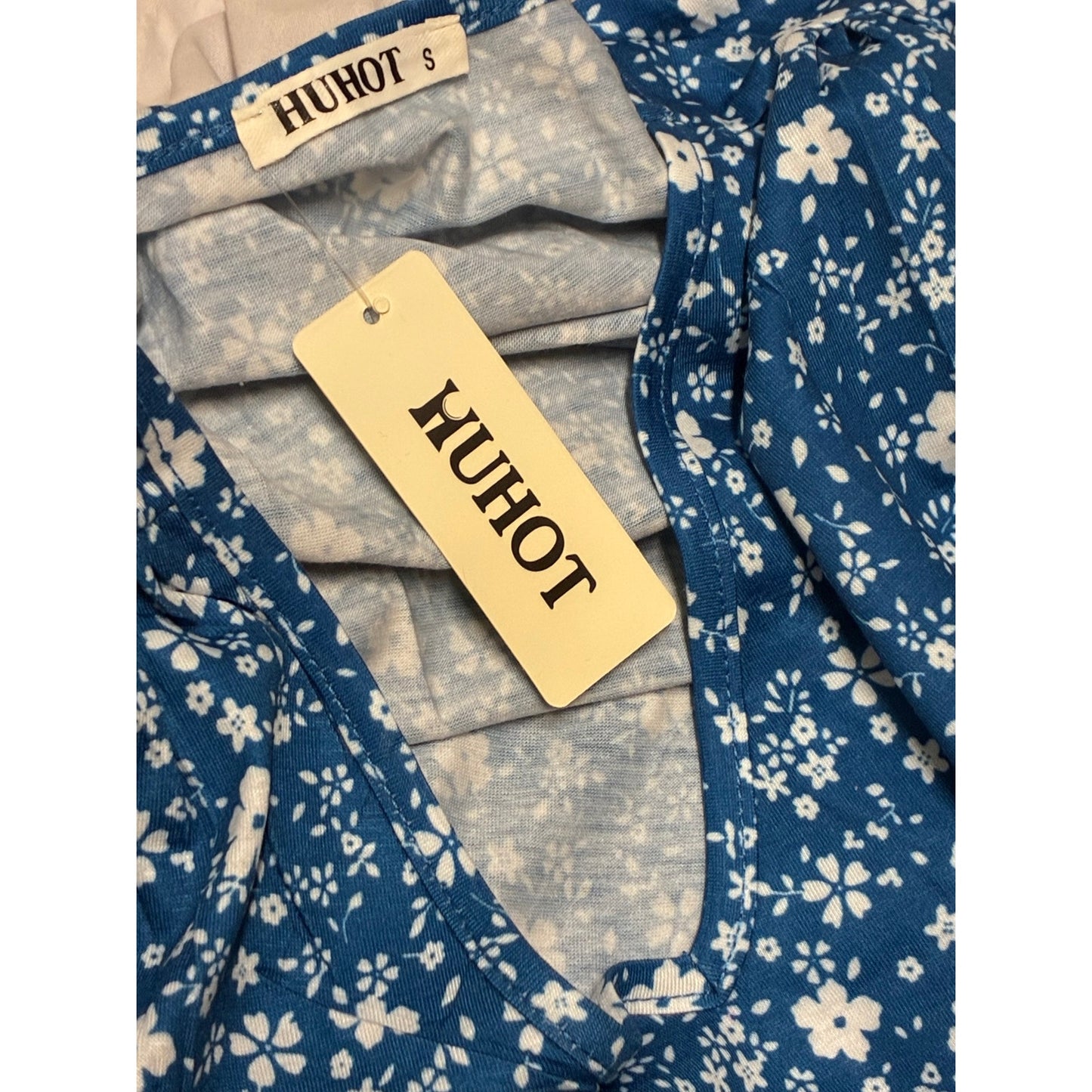 huhot women's casual summer vacation mini dress blue Size Small