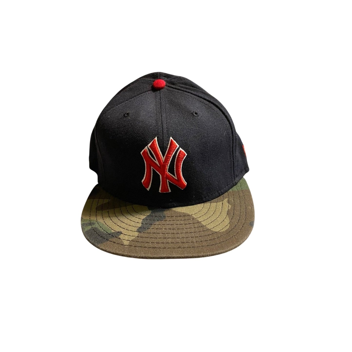 Yankee New Era Hat Size 7 5/8 Black/Red/Army