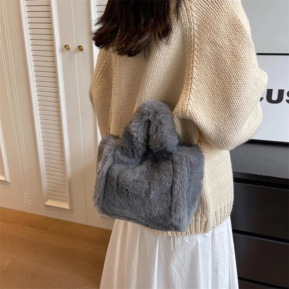 Fluffy Tote Bag Faux Fur Bag Purse Plush Handbag Furry Purse Soft Plush Bag
