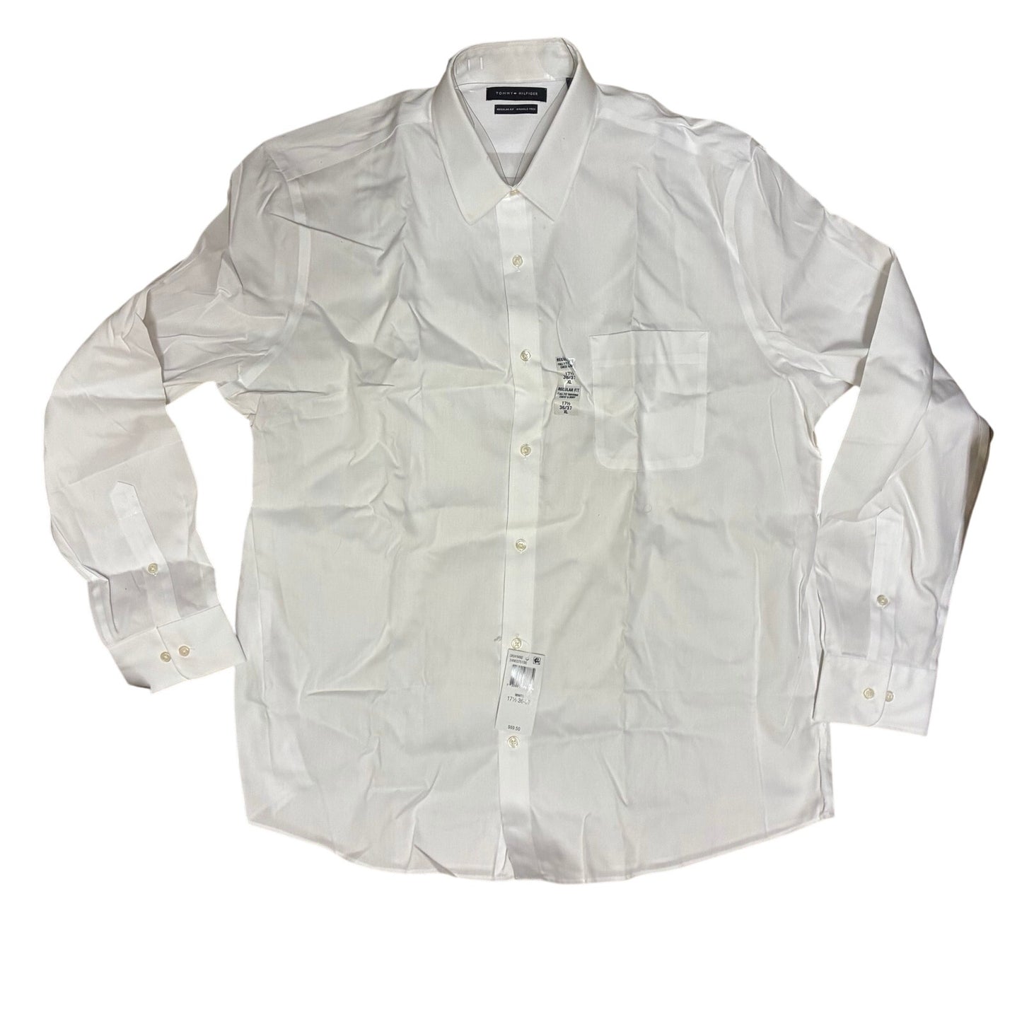 Tommy Hilfiger Men’s Long Sleeve Dress White Button Down Size XL 17 1/2 36/37
