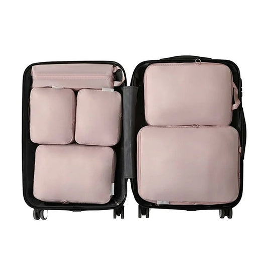 Travel Packing Cubes Six Piece Set With Large Capacity Storage Bag