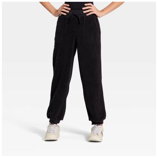 Girls' Faux Shearling Pants - All In Motion Black XS 4/5
