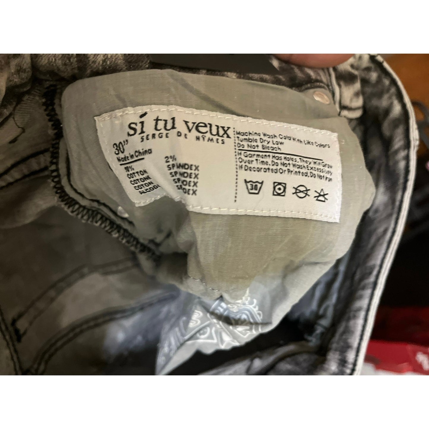 Si Tu Veux Warren Jean Gray Wash Size 30 New