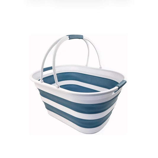 SAMMART 38L (10 Gallons) Collapsible Plastic Laundry Basket Blue