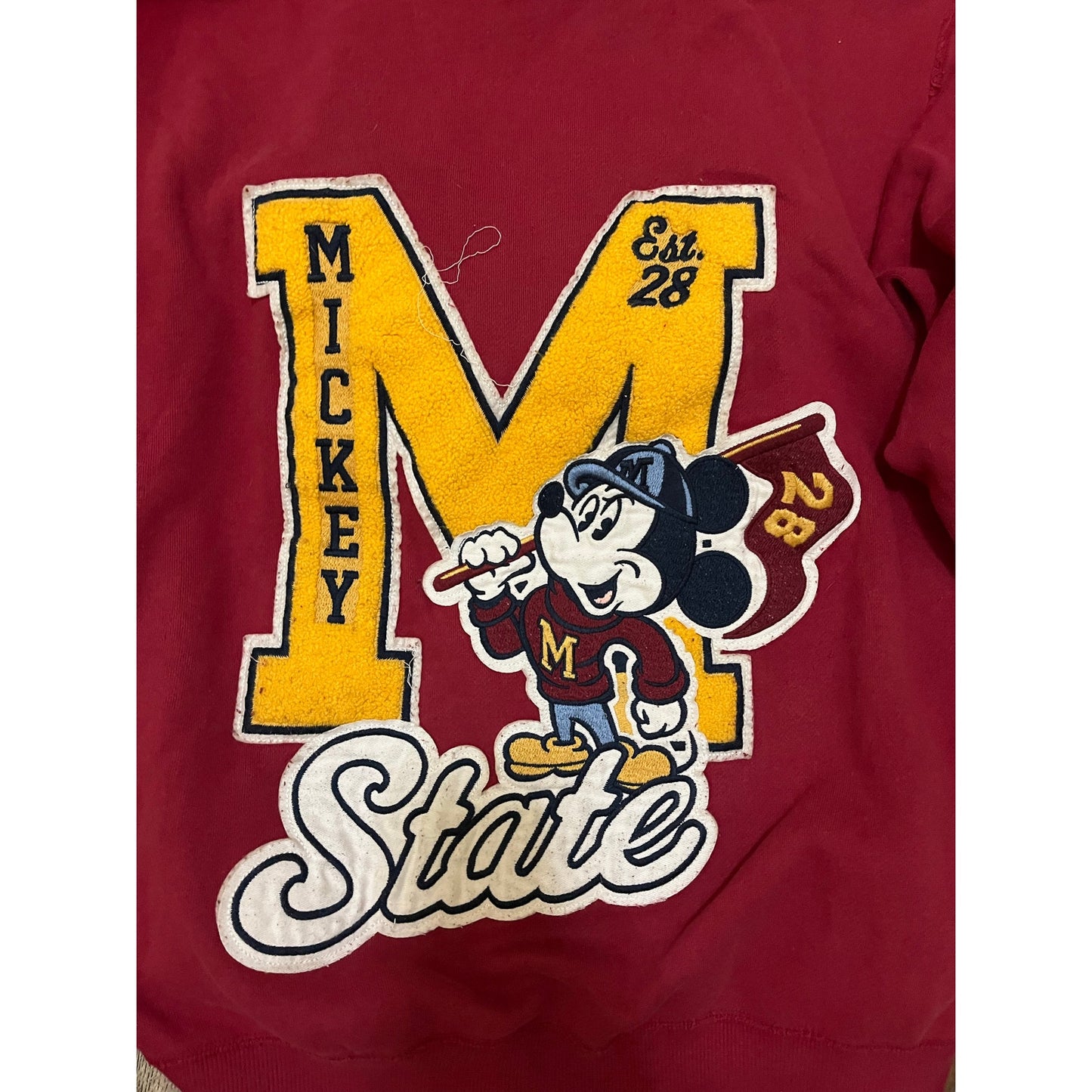 Burgundy Mickey Mouse hoodie Size Large
