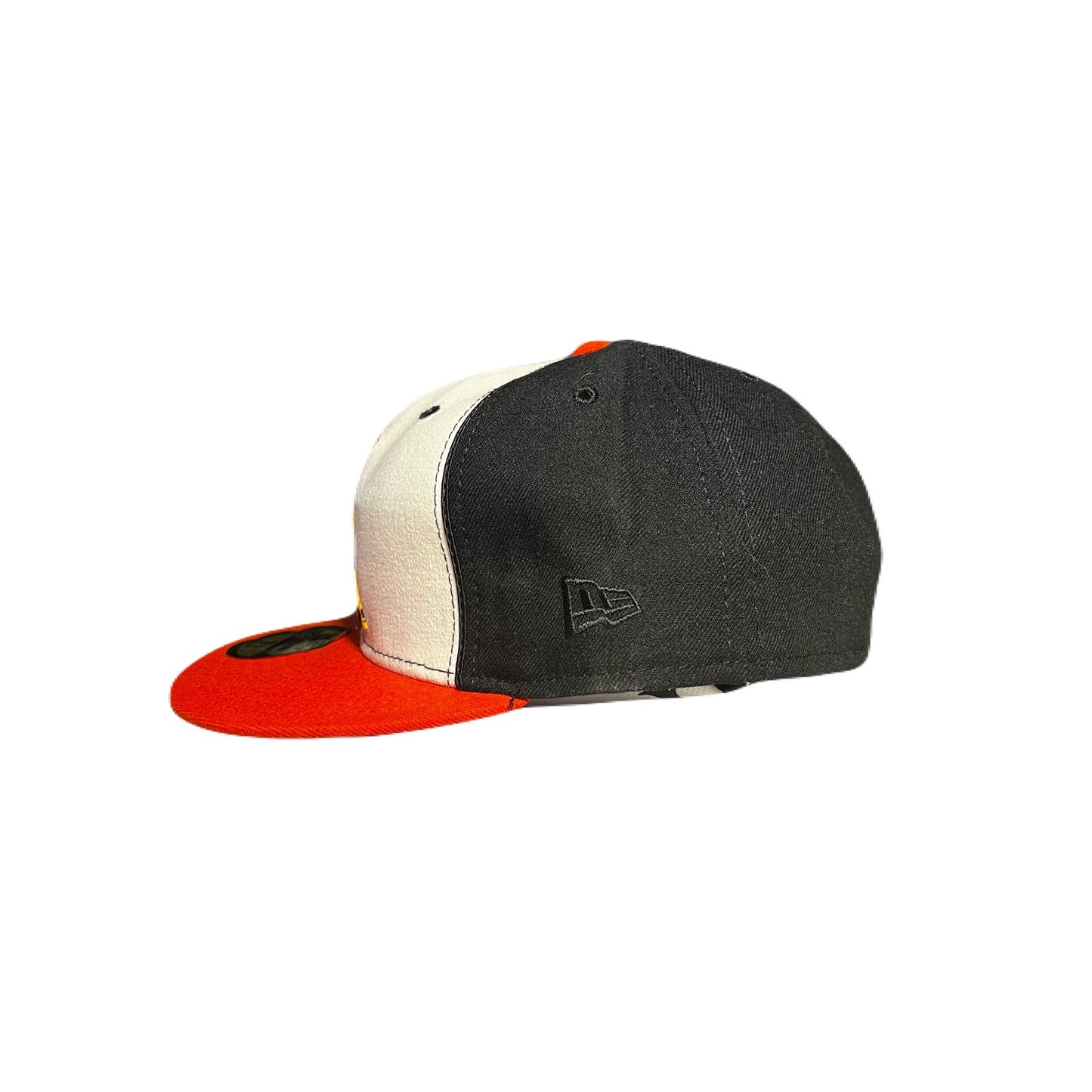 New Era Orange ,White & Black Hat With A Bear On It Size 7 3/4