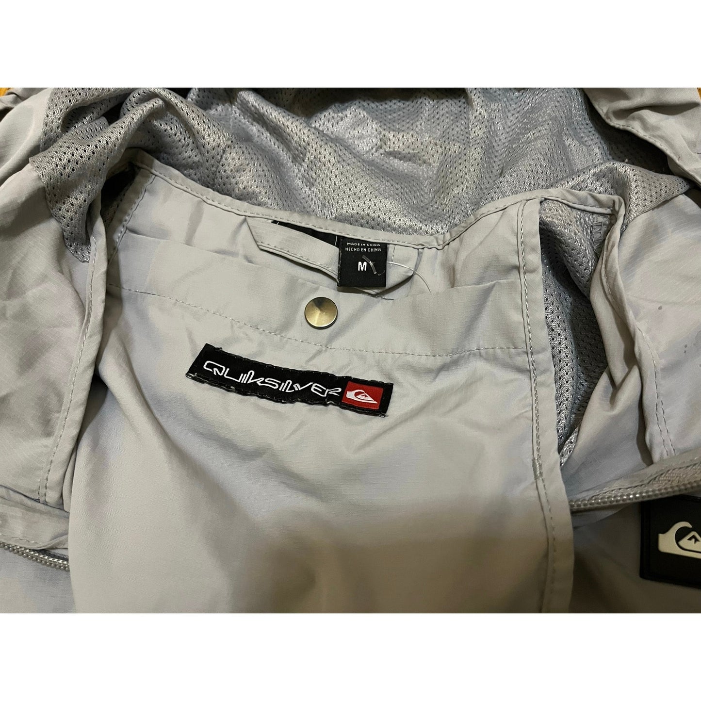 Quiksliver Gray Windbreaker Jacket Size Medium