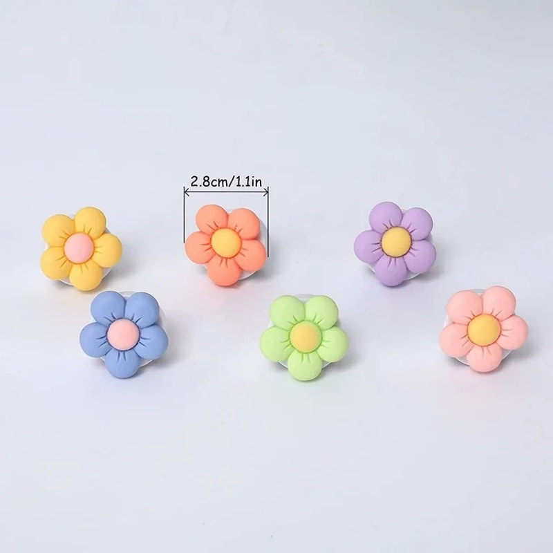 6 Pieces Flowers Car Air Vent Clips with Fragrance Pads Colorful Daisy