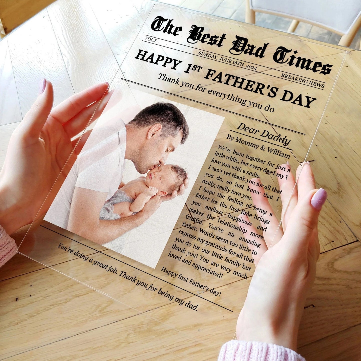 Happy 1st Father's Day Thank You For Everything - Personalized Acrylic Photo