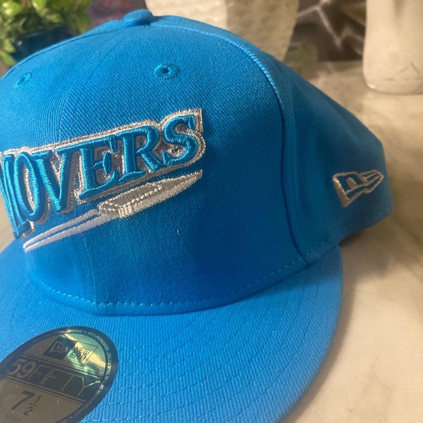 New Era Hat 7 1/2 Blue & Sliver Movers
