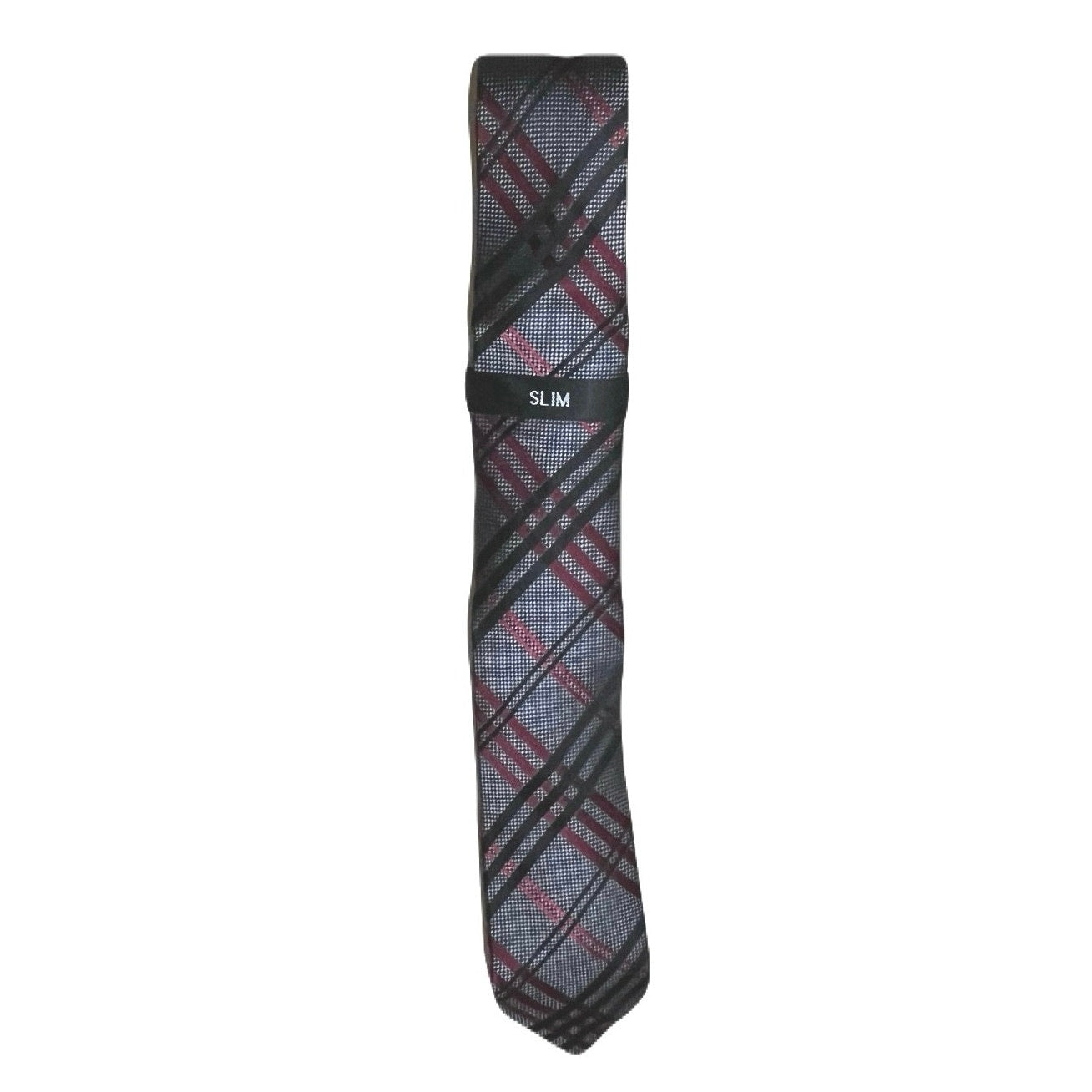 Bloomingdale’s Men’s Tie Grey With Red & Black Strips