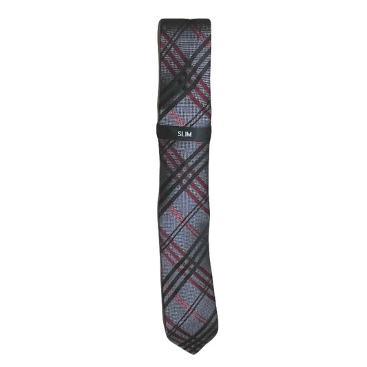 Bloomingdale’s Men’s Tie Grey With Red & Black Strips